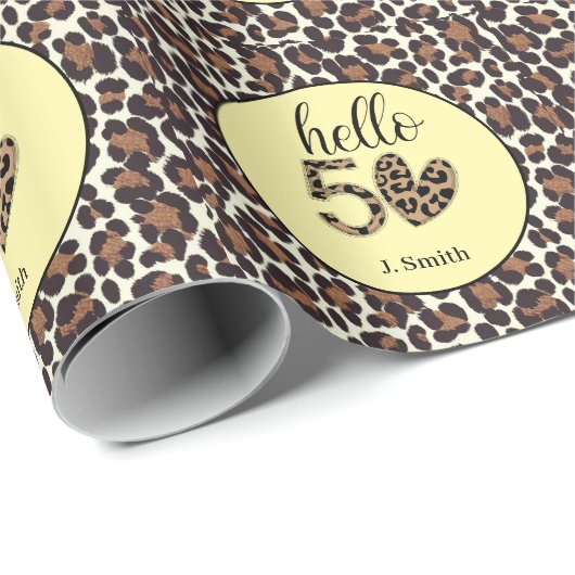 Leopard Print 50. Geburtstag Geschenkpapier (Rolleneckpunkt)