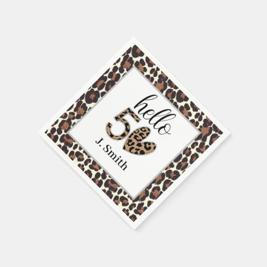 Leopard Print 50. Geburtstag Serviette (Ecke)