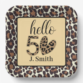 Leopard Print 50. Geburtstagspapier-Teller - Custo Pappteller