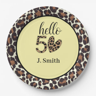 Leopard Print 50. Geburtstagspapier-Teller - Custo Pappteller