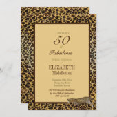 Leopard Print 50 und fabelhaftes Elegant Geburtsta Einladung (Vorne/Hinten)