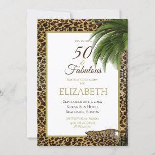 Leopard Print 50 und fabelhaftes Elegant Geburtsta Einladung