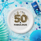 Leopard Print 50 und Fabulous Foil Ballon Pappteller (Party)