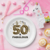 Leopard Print 50 und Fabulous Foil Ballon Pappteller (Party)