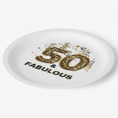 Leopard Print 50 und Fabulous Foil Ballon Pappteller (Schrägansicht)