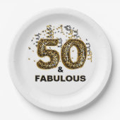 Leopard Print 50 und Fabulous Foil Ballon Pappteller (Vorderseite)
