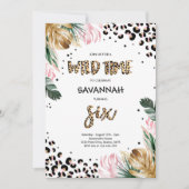 Leopard Print 6. Geburtstag Safari Jungle Party Einladung (Vorderseite)