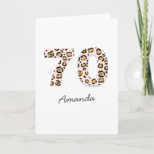 Leopard Print 70 | Moderner Niedlicher Name 70. Ge Karte (Vorderseite)