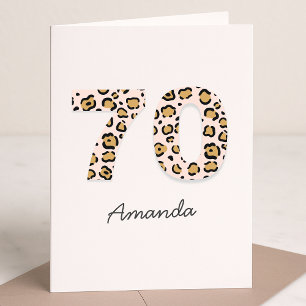 Leopard Print 70   Moderner süßer Name 70. Geburts Karte