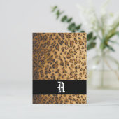 Leopard Print A monogram initials Postcard Postkarte (Stehend Vorderseite)