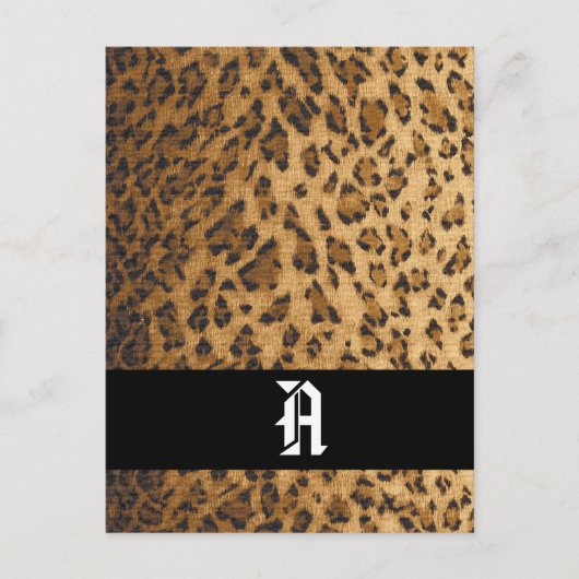 Leopard Print A monogram initials Postcard Postkarte (Vorderseite)
