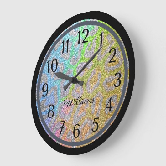 Leopard Print Abstrakt rustikal Große Wanduhr (Winkel)