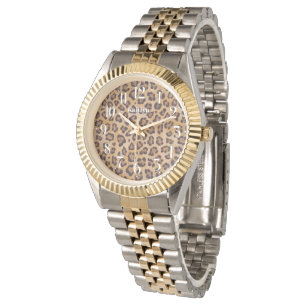 Leopard Print Add Your Name Wrist Watch Armbanduhr