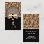 Leopard Print Afro Moderner Friseur & Beauty Salon Visitenkarte (Vorne/Hinten)