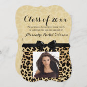 Leopard Print and Bow Abschluss/Party Einladung (Vorne/Hinten)