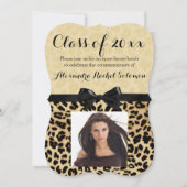 Leopard Print and Bow Abschluss/Party Einladung (Vorderseite)