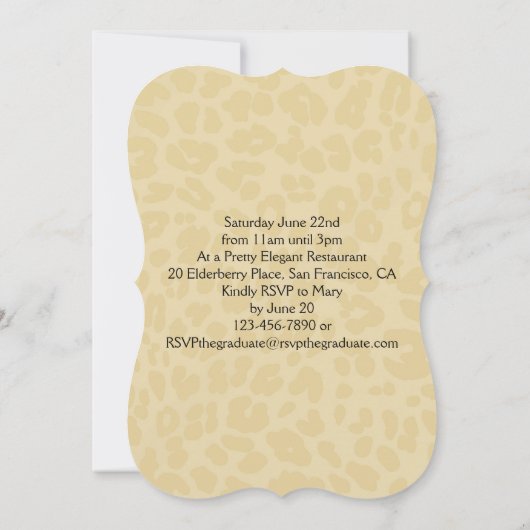 Leopard Print and Bow Abschluss/Party Einladung (Rückseite)