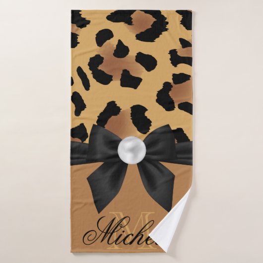 Leopard Print and Bow Badehandtuch (Badehandtuch)