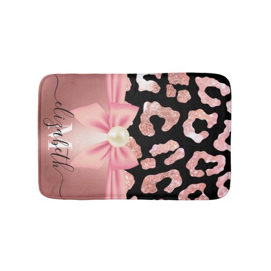 Leopard Print and Bow Badematte (Vorderseite)