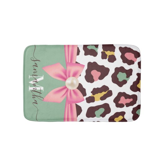 Leopard Print and Bow Badematte (Vorderseite)