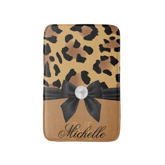 Leopard Print and Bow Badematte (Vorderseite Vertikal)