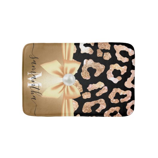 Leopard Print and Bow Badematte (Vorderseite)