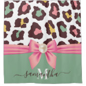 Leopard Print and Bow Duschvorhang (Vorderseite)
