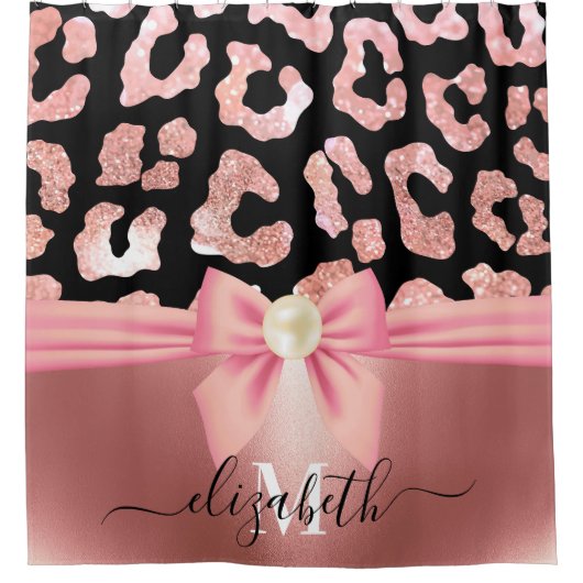 Leopard Print and Bow Duschvorhang (Vorderseite)