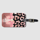 Leopard Print and Bow Gepäckanhänger (Vorderseite (Horizontal))