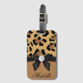 Leopard Print and Bow Gepäckanhänger (Vorderseite Vertikal)
