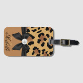 Leopard Print and Bow Gepäckanhänger (Vorderseite (Horizontal))