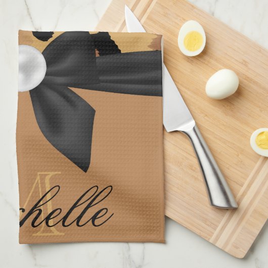 Leopard Print and Bow Geschirrtuch (Viertel Falte)