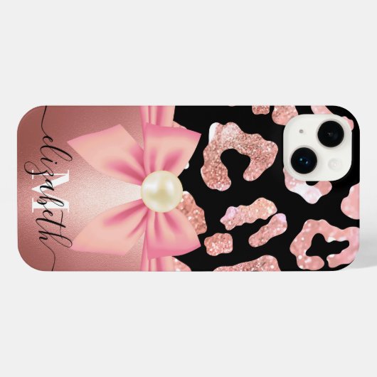 Leopard Print and Bow iPhone Hülle (Rückseite (Horizontal))