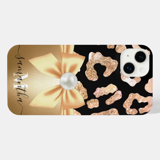 Leopard Print and Bow iPhone Hülle (Rückseite (Horizontal))