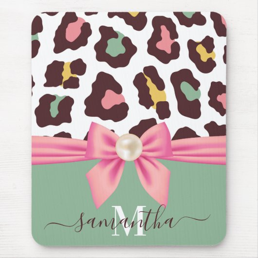 Leopard Print and Bow Mousepad (Vorne)