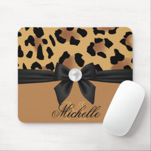 Leopard Print and Bow Mousepad