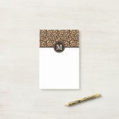 Leopard Print and Brown Custom Monogram Post-it Klebezettel (Auf Schreibtisch)