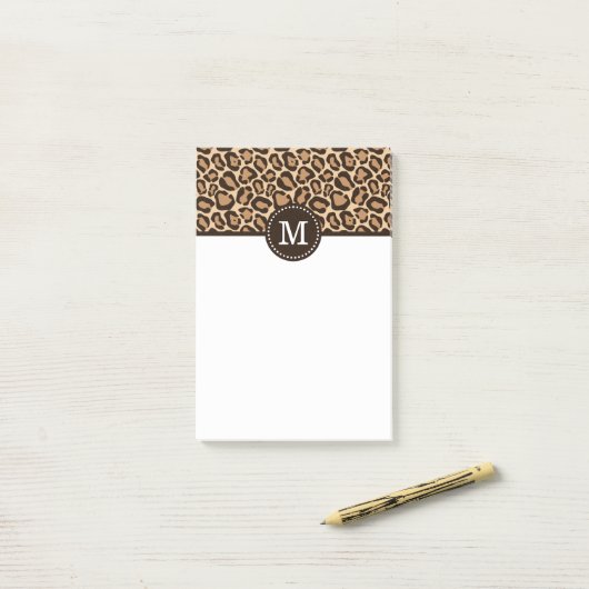 Leopard Print and Brown Custom Monogram Post-it Klebezettel (Auf Schreibtisch)