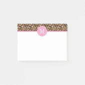 Leopard Print and Pink Custom Monogram Post-it Klebezettel (Vorderseite)
