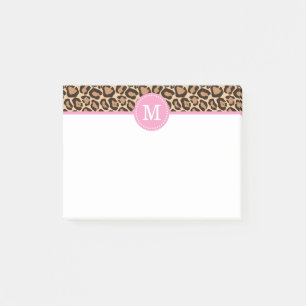 Leopard Print and Pink Custom Monogram Post-it Klebezettel