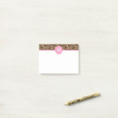 Leopard Print and Pink Custom Monogram Post-it Klebezettel (Auf Schreibtisch)