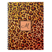 Leopard Print Animal Cheetah Orange Monogram