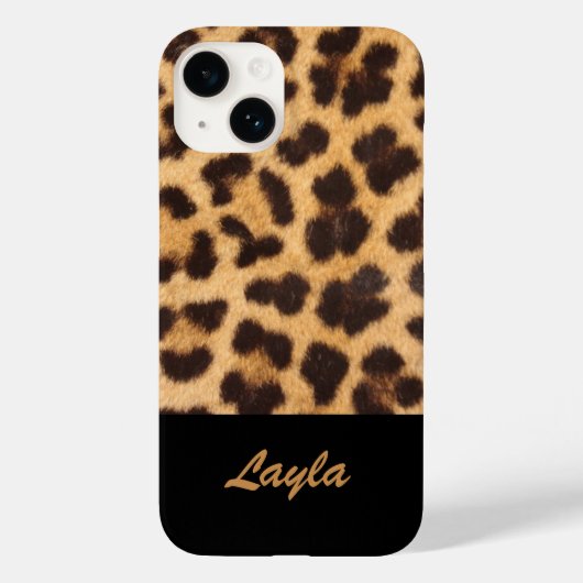 Leopard Print Animal Futter Personalisierter Name Case-Mate iPhone Hülle (Rückseite)