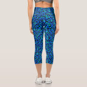 Leopard Print Animal Hautmuster Blau Schwarz Capri Leggings (Rückseite)