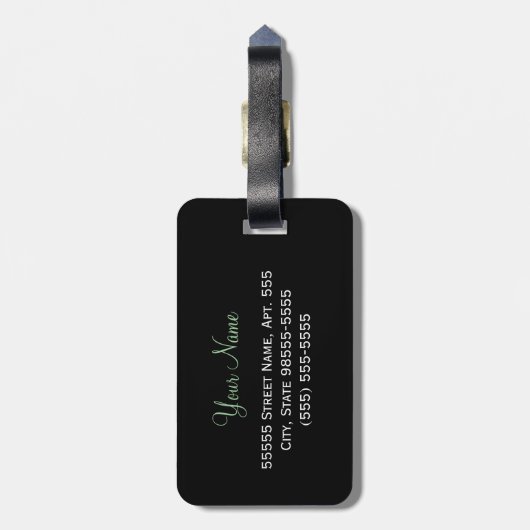 Leopard Print Animal Muster Dunkelgrüner Bow Gepäckanhänger (Rückseite vertikal)