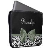 Leopard Print Animal Muster Dunkelgrüner Bow Laptopschutzhülle (Vorne Rechts)