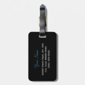 Leopard Print Animal Muster Hübsch Blue Bow Gepäckanhänger (Rückseite vertikal)