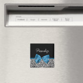 Leopard Print Animal Muster Hübsch Blue Bow Magnet (In Situ (Geschirrspüler))