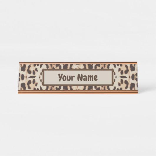 Leopard Print Animal Muster Schreibtischnamensplakette (Vorderseite )