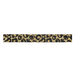 Leopard Print Animal Print Gold Glitzer Satinband